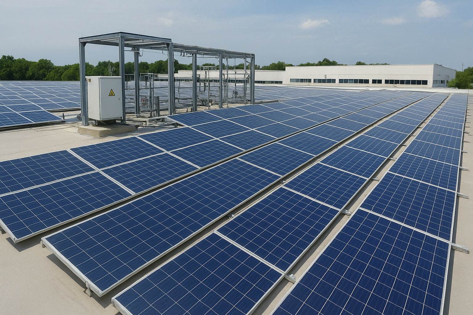 Instalación solar en azotea industrial